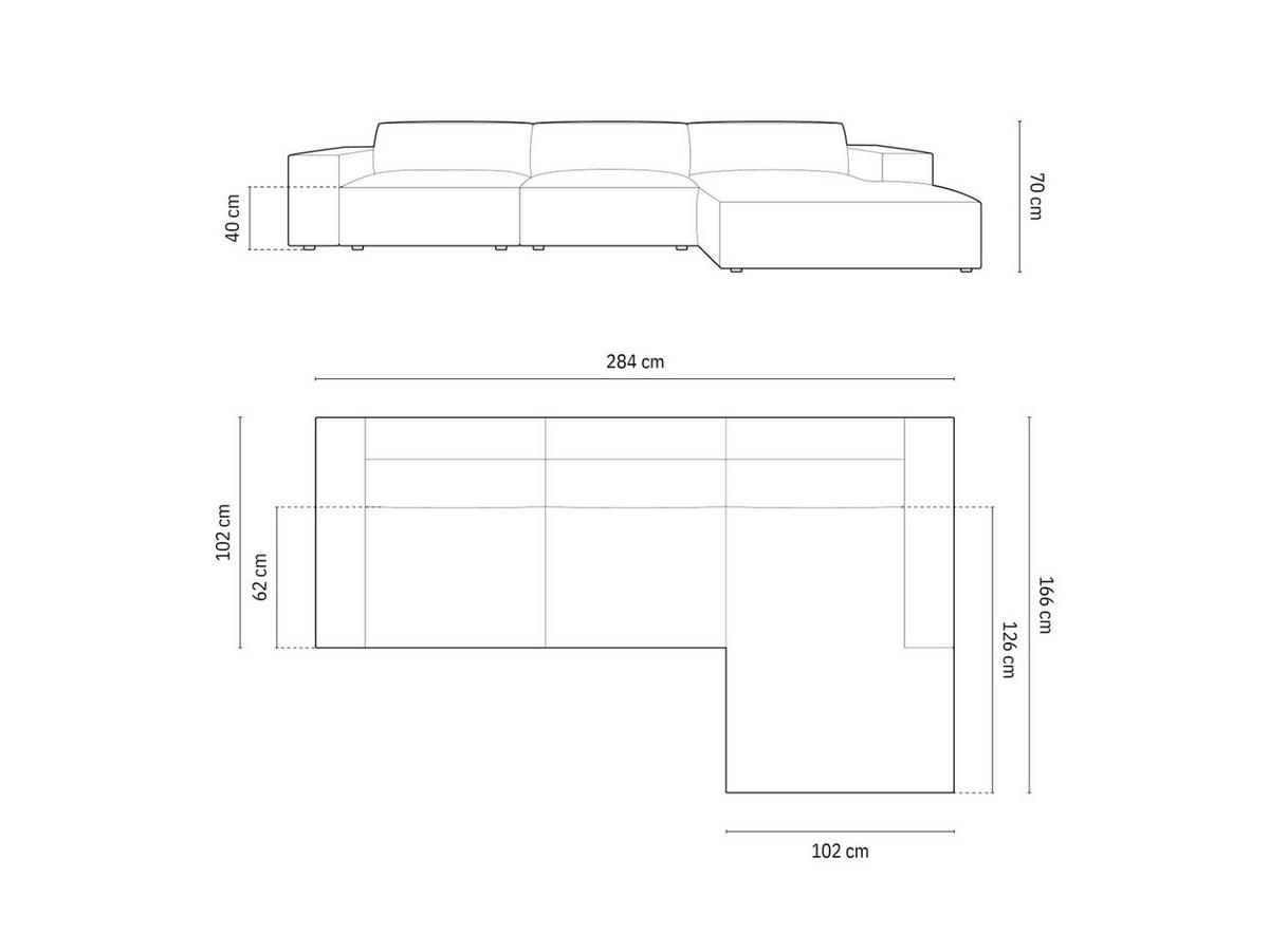 ECKSOFA rechts Jodie aus Samt dunkelbeige 4 Sitzplätze - Mokka, Textil (166/284cm) - Micadoni