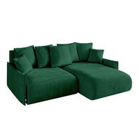 ECKSOFA Ottomane rechts ONESK-L-v1 216x177x72 Grün Velours - Grün, Holzwerkstoff/Kunststoff (177/216cm) - ALTDECOR