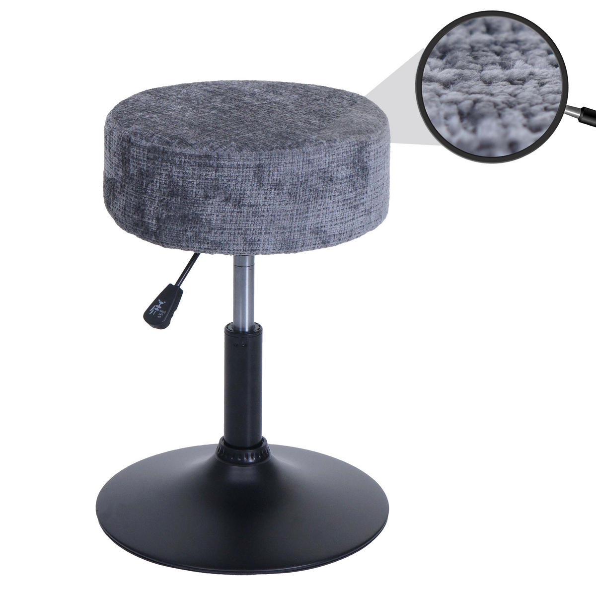 HOCKER Grau - Grau, Textil (37/57/37cm) - MCW