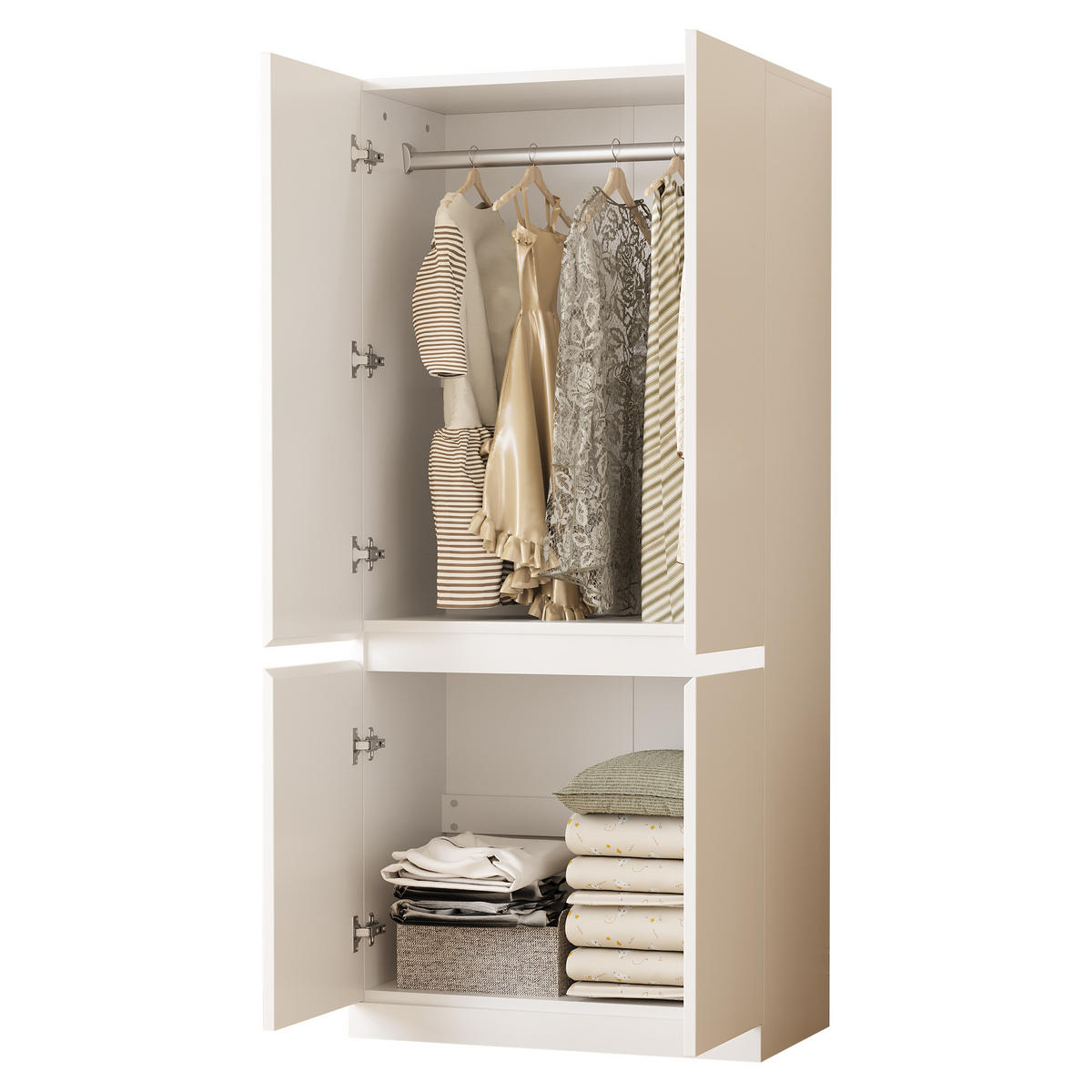 KLEIDERSCHRANK 70x40x170cm 2 Türen Stauraum Weiß - Weiß, Holz (70/170/40cm) - FLIEKS