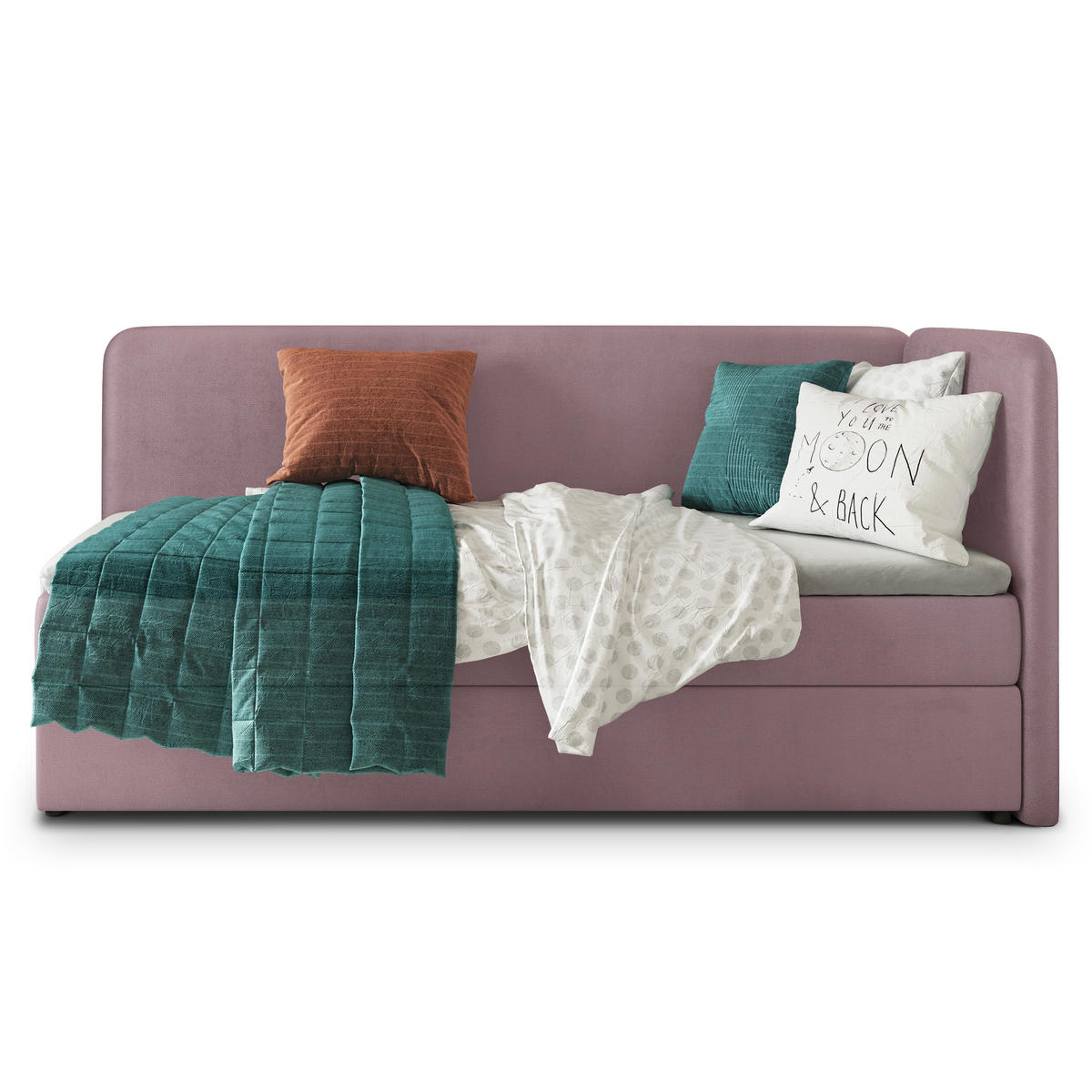 POSTEL BOXSPRING GINA 100x200 cm, s matrací a úložným prostorem, starorůžová - starorůžová, kompozitní dřevo/textil (100/200cm) - MASSENO