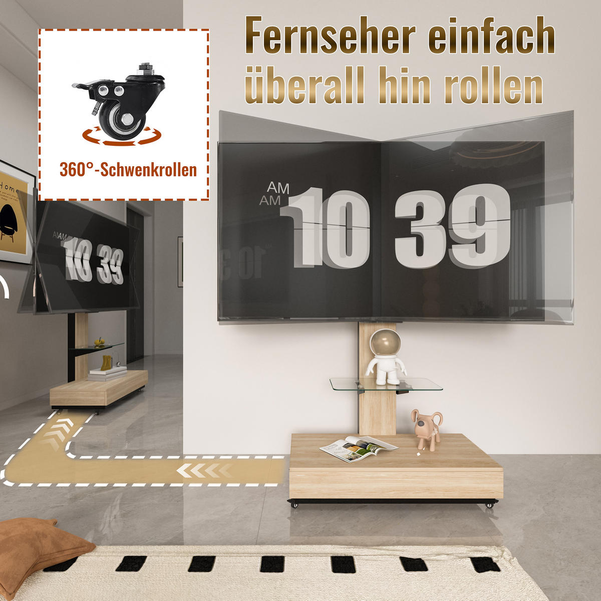 TV-ELEMENT 180/40/125-174.3 cm Naturholz mit Naturholz - Naturfarben, Holz (80/174.3/40cm) - Oxeza