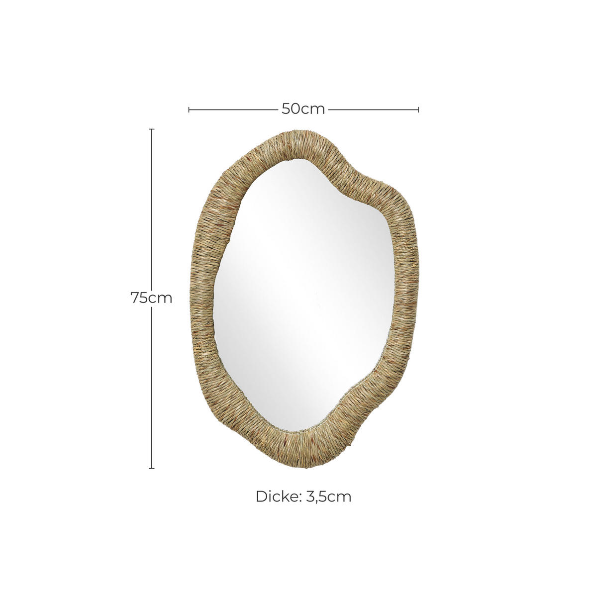 50CM Wandspiegel HTA0407 - Dunkelgelb, Naturmaterialien (3.5/75/50cm) - Hometopia