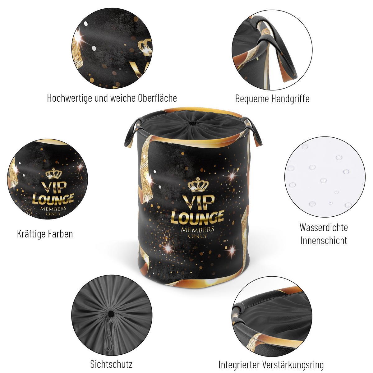 WÄSCHEKORB VIP-Lounge - Schwarz, Textil (37/55/55cm) - Sanilo