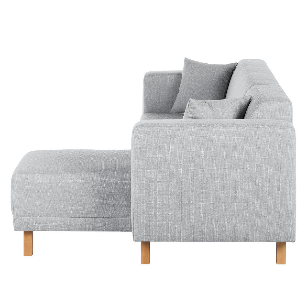 ECKSOFA mit Longchair - Webstoff - Silberfarben, Textil (240/140cm) - home24