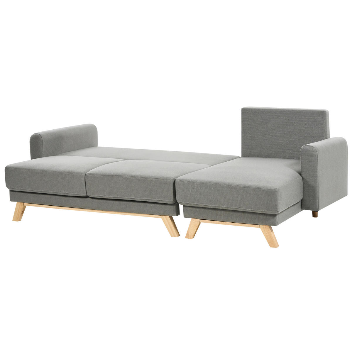 3-SITZER-ECKSOFA grau rechtsseitig mit Schlaffunktion Stauraum Siro - Hellbraun/Grau, Textil (240/142cm) - Beliani