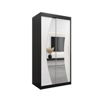 SCHWEBETÜRENSCHRANK 200/100/62 2-türig - Silberfarben/Schwarz, Holz/Kunststoff (100/200/62cm) - Abiks Möbel