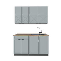 SINGLEKÜCHE Fame-Line Hellblau-grau/Anthrazit 140 cm, AP Eiche - Anthrazit/Blaugrau, Holzwerkstoff (140/81.6/60cm) - Vicco