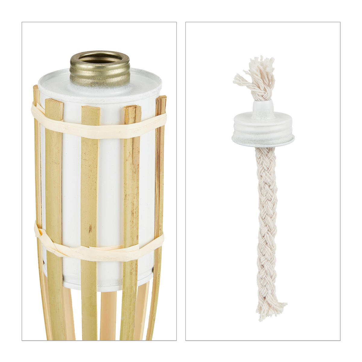 10XGARTENFACKEL - Hellbraun, Holz/Metall (90cm) - Relaxdays