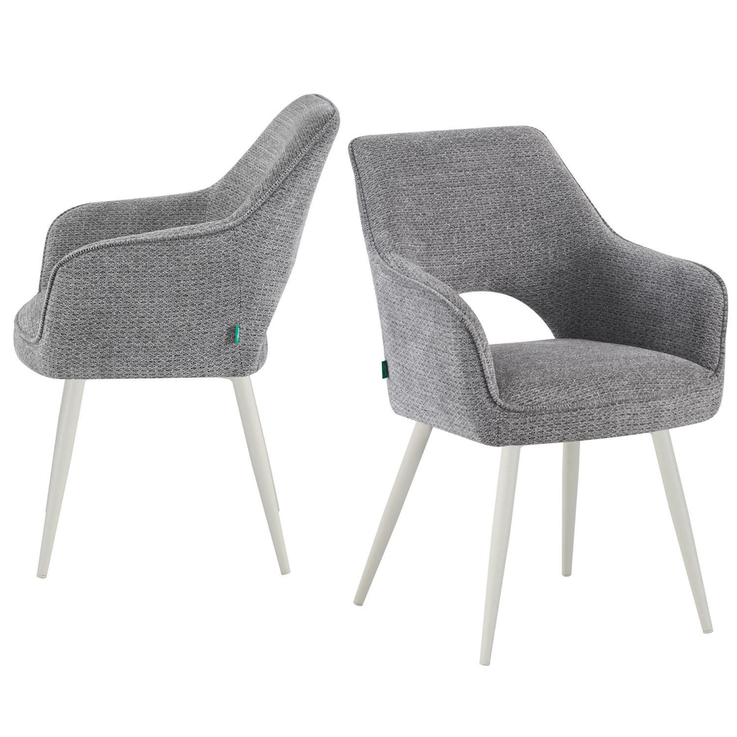 ESSZIMMERSTUHL THOMAS-MOMO 2er-Set 4-Fuss-Gestell - Weiß/Grau, Textil (57/86/63cm) - DUBI Möbel