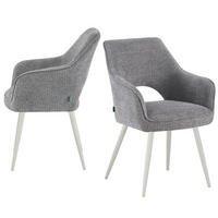 ESSZIMMERSTUHL THOMAS-MOMO 2er-Set 4-Fuss-Gestell - Weiß/Grau, Textil (57/86/63cm) - DUBI Möbel