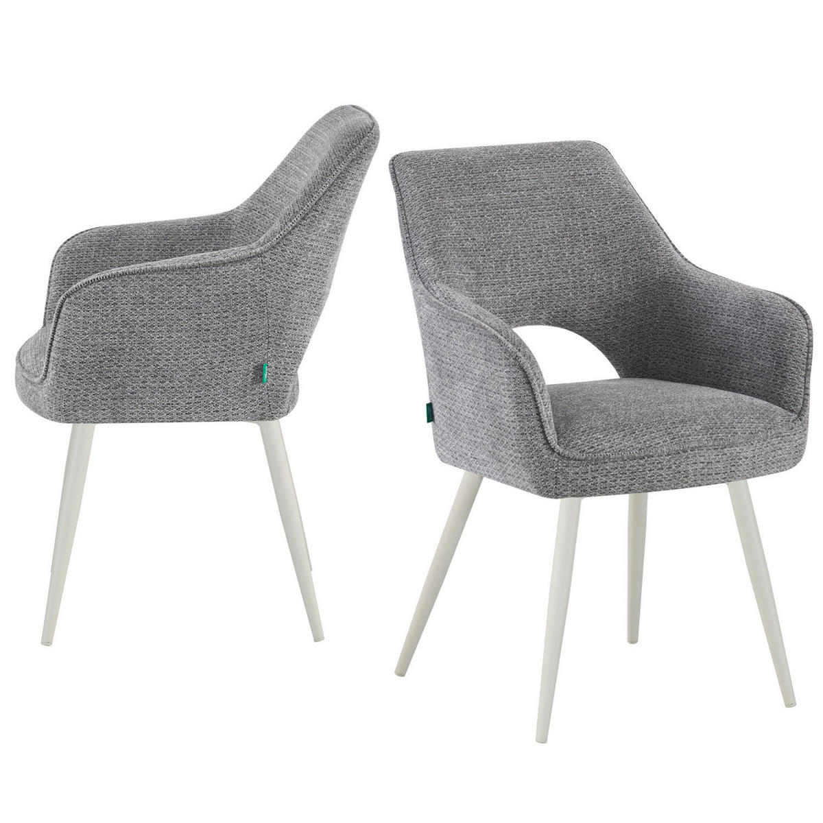ESSZIMMERSTUHL THOMAS-MOMO 2er-Set 4-Fuss-Gestell - Weiß/Grau, Textil (57/86/63cm) - DUBI Möbel