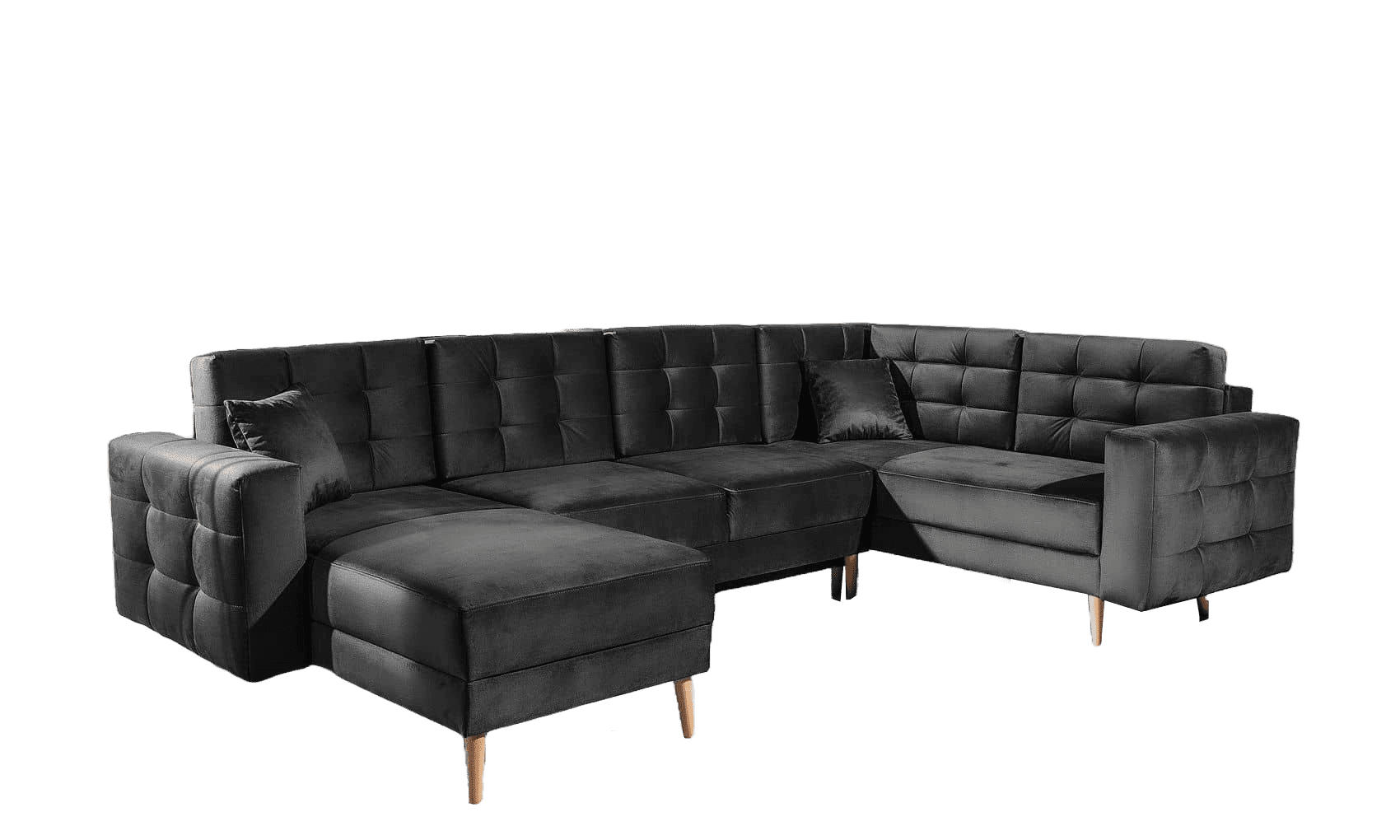 WOHNLANDSCHAFT mit Schlaffunktion, beidseitig montierbar - Dunkelgrau/Pinienfarben, Holz/Textil (326/92/202cm) - Eltap