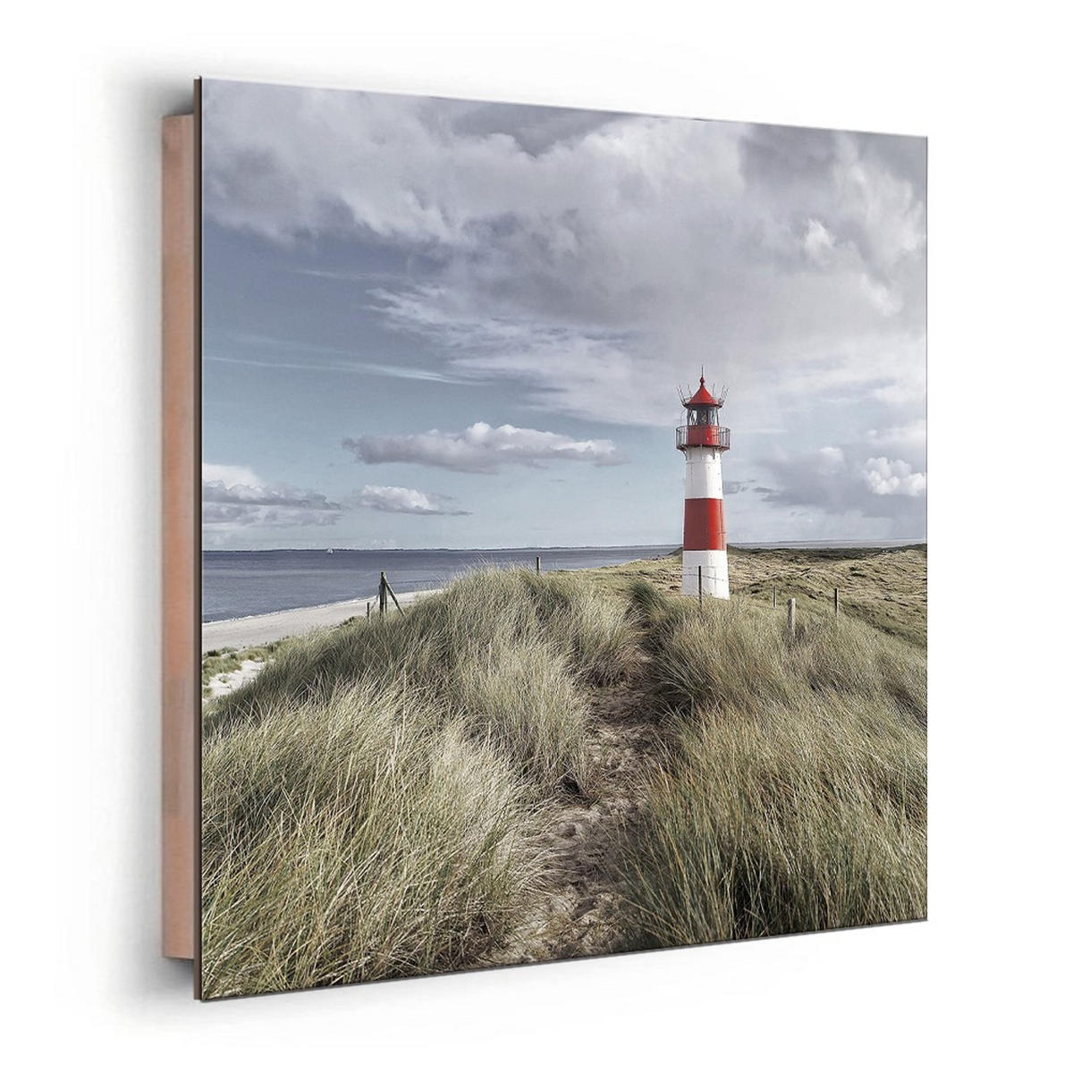 BILD 30x30 cm Leuchtturm Strand beige blau - Beige, Holzwerkstoff (30/30/2cm) - artissimo