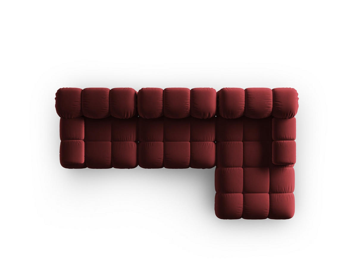 MODULARES-ECKSOFA rechts Bellis aus Samt dunkelrot 4 Sitzplätze - Dunkelrot, Textil (122/285cm) - Micadoni