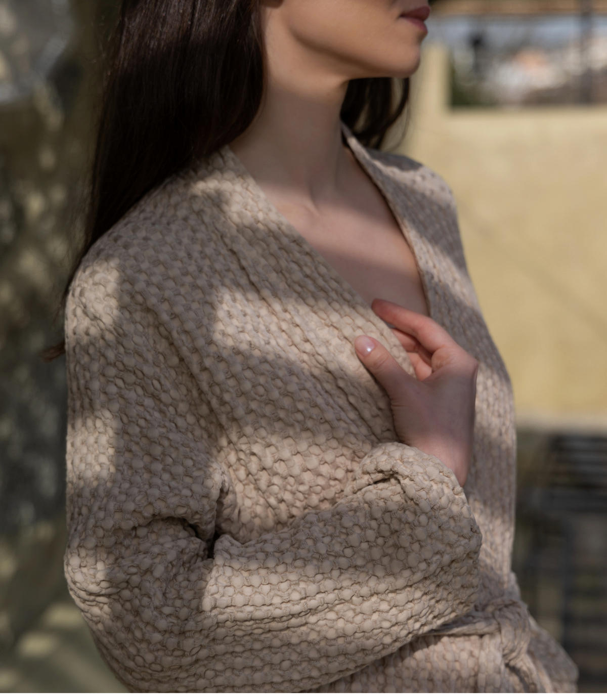 BADEMANTEL. Waffel. Bio-Baumwolle. Beige - Beige, Textil (Lnull) - SOWL