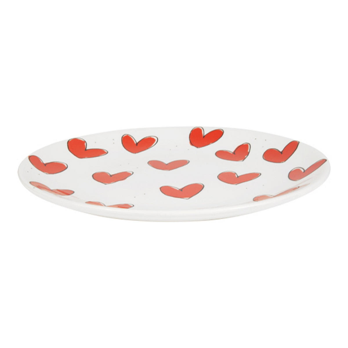 TELLER Valentinstag Rote Herzen in Rot - 18cm - Rot, Keramik (18/18/2cm) - Blond Amsterdam