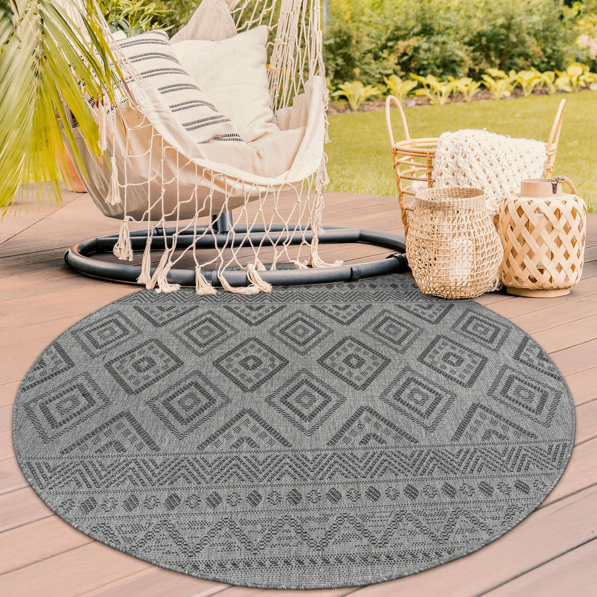 OUTDOORTEPPICH 80/80 cm Vermont 184 - Anthrazit, Textil (80/80cm) - Paco Home