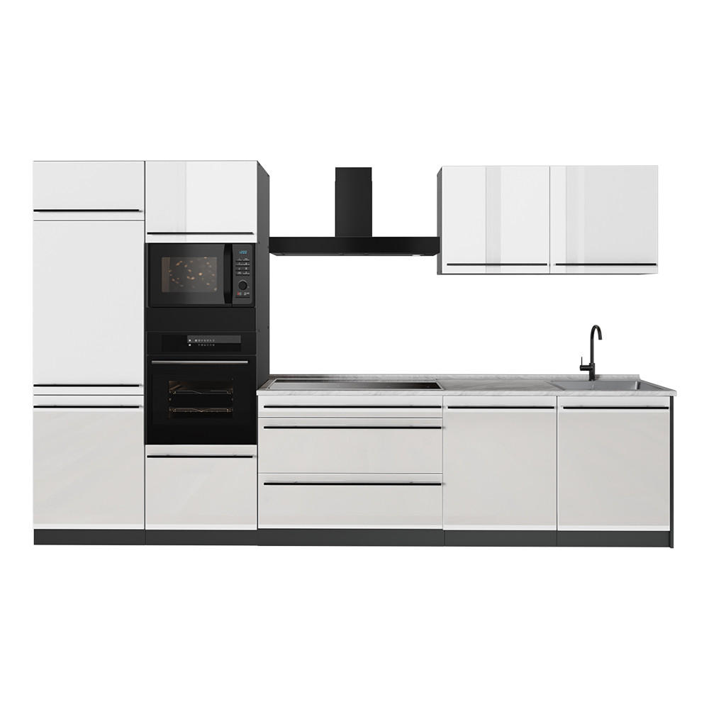 KUCHYNKA R-Line, Biely vysoký lesk/antracitová, 340 cm Marmori työtaso - biela s vysokým leskom/antracitová, kompozitné drevo (340/206.8/60cm) - Vicco