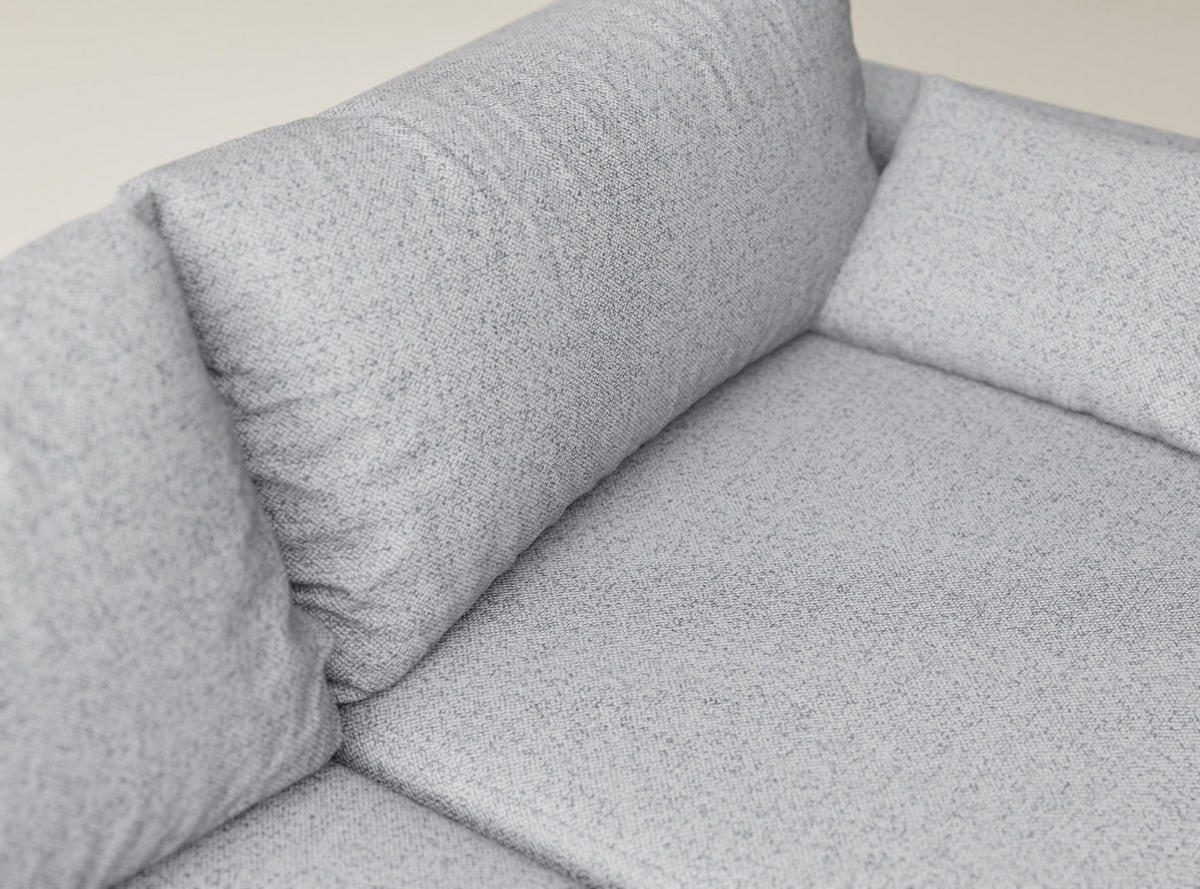 ECKSOFA MIT SCHLAFFUNKTION Leon Hellgrau Webstoff - Hellgrau/Schwarz, Holz/Holzwerkstoff (148/239cm) - Maison de Reve