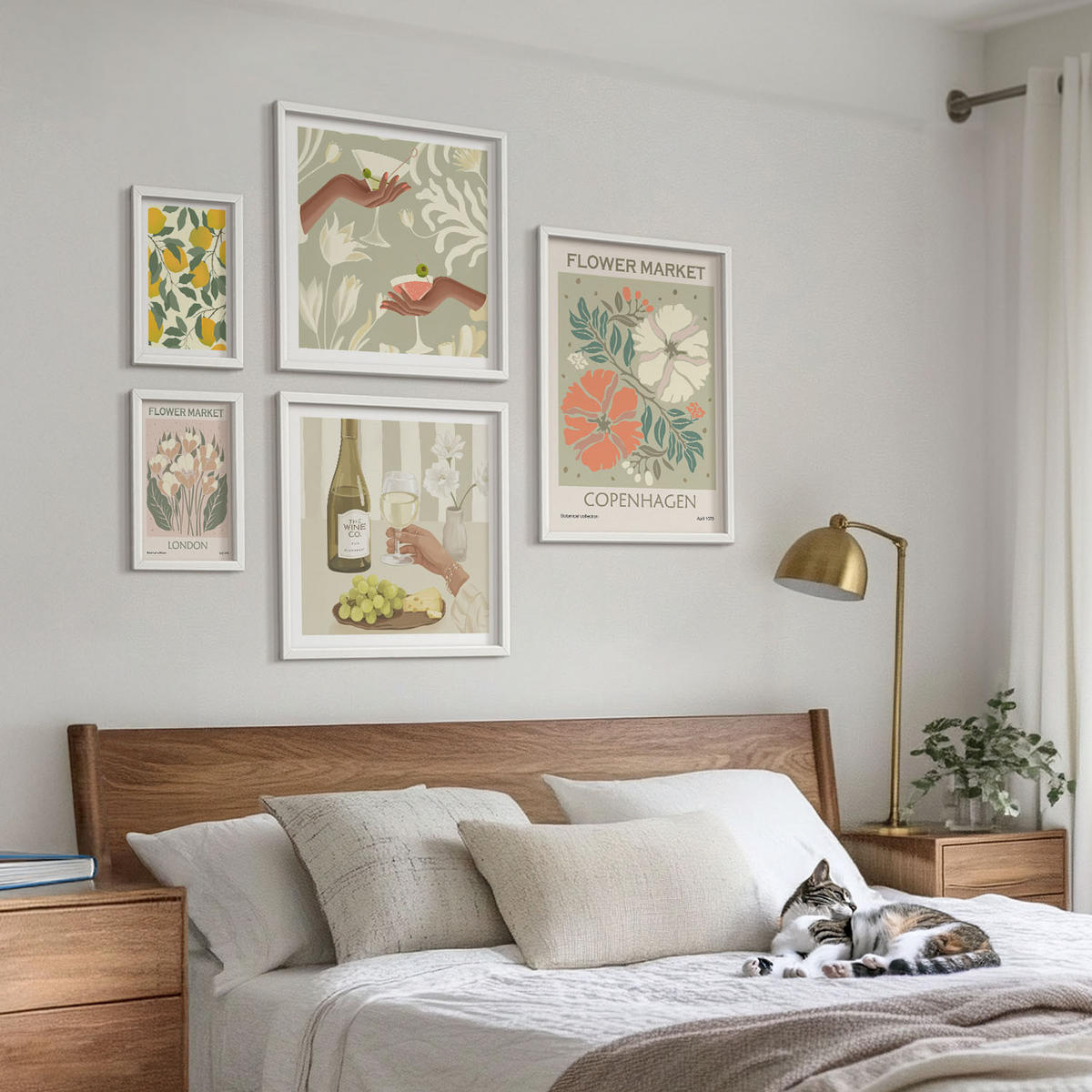 BILDER SET 5er Set - 50x50 cm & 20x30 cm & 40x60 cm Weißer Rahmen - Blumenmotive Rosen Paris - Weiß, Kunststoff (40/60cm) - TULUP