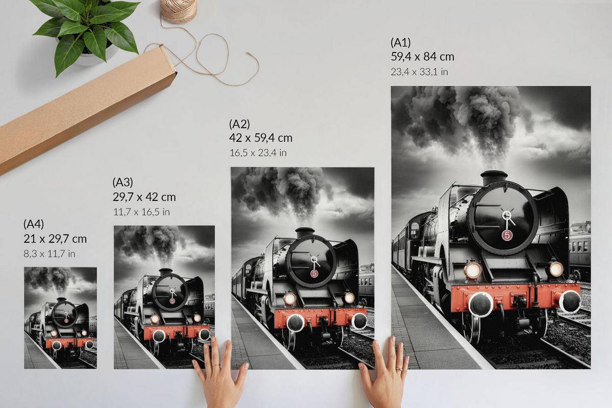 POSTER - 29x42 cm - Warum? - Dampflok - Schwarz, Textil (29/42/0.1cm) - TULUP