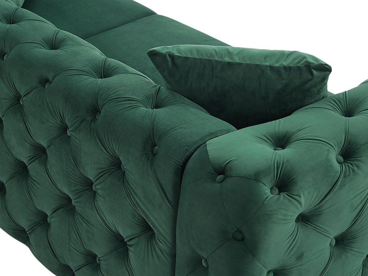 SOFA - 2 Personen - samt - grün Edwina - Grün, Textil/Metall (162/76/91cm) - Vente-Unique