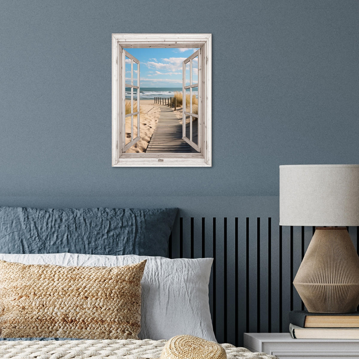 POSTER Fenster - Meer - Küste - Natur - Ausblick - Strand - Wattenmeer 30x40 cm - Beige, Papier (30/40/0.1cm) - MuchoWow