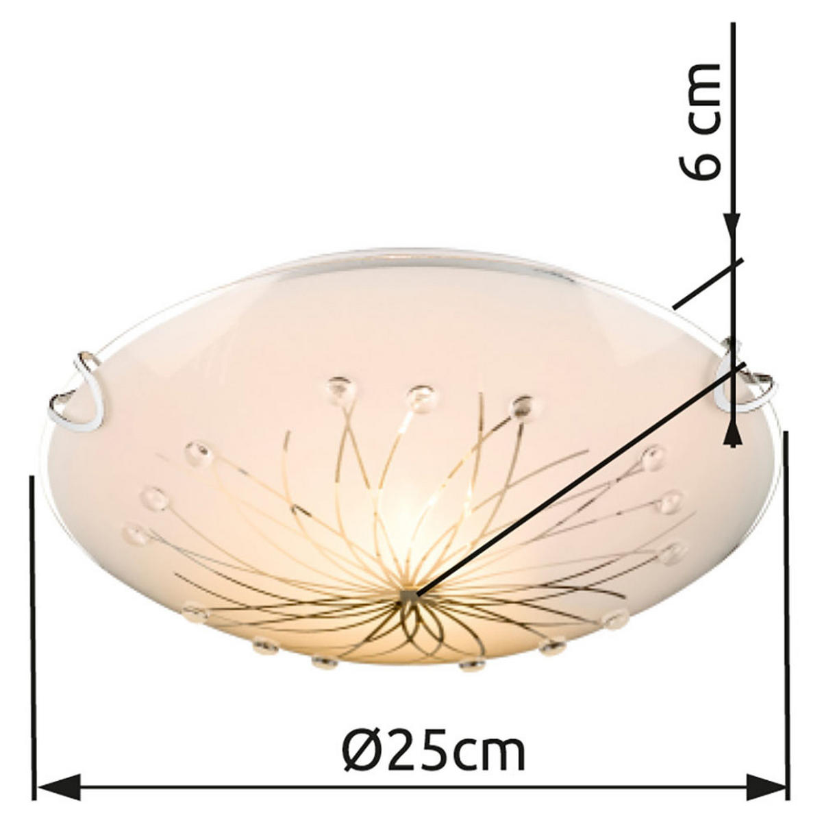 LED DECKENLEUCHTE Chrom Weiß Glas - Weiß, Glas (25/25/6cm) - Globo Lighting