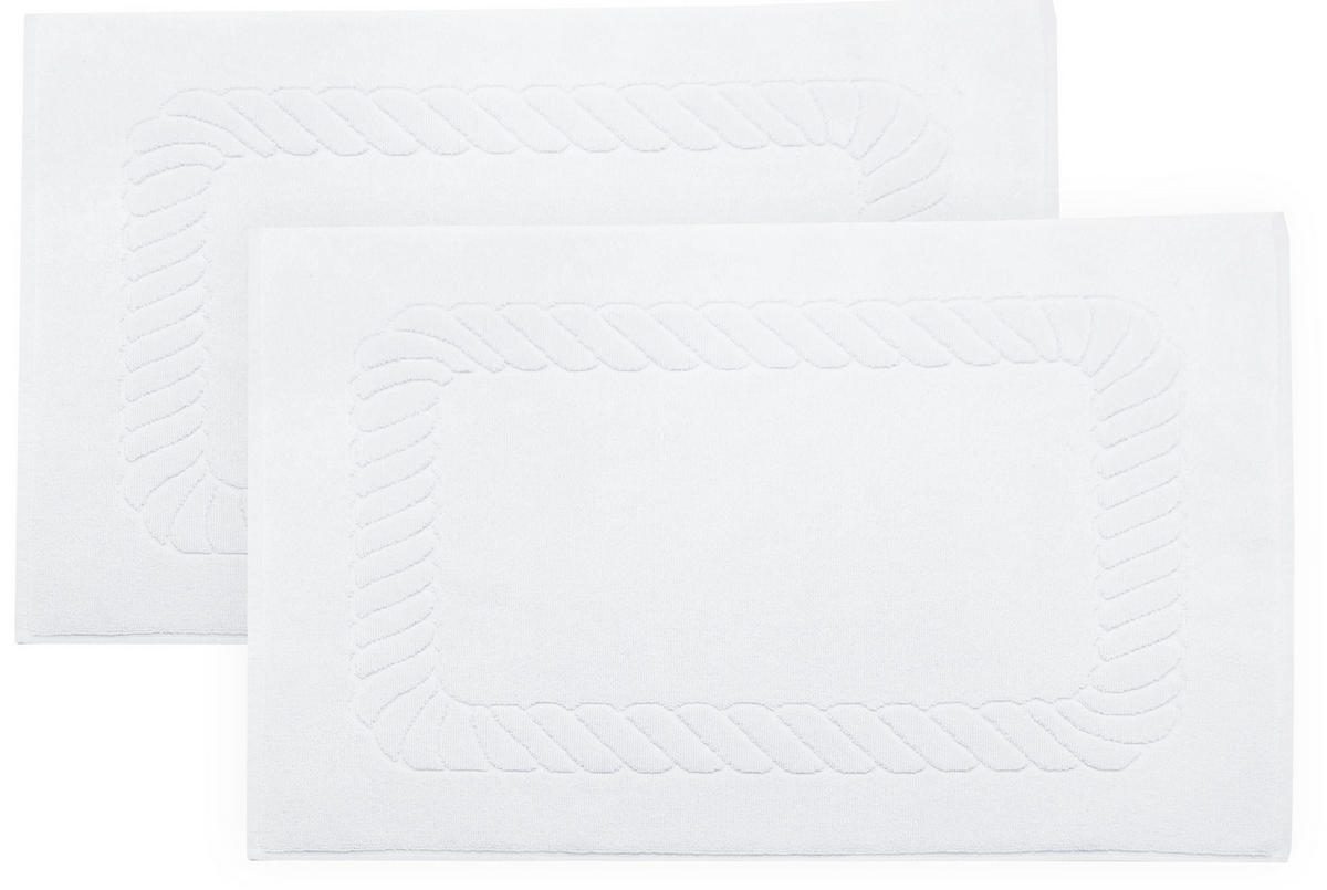 BADEMATTE, 2er-Set, 50x70 cm, 100% Baumwolle, Weiß - Weiß, Textil (50/70cm) - Zollner