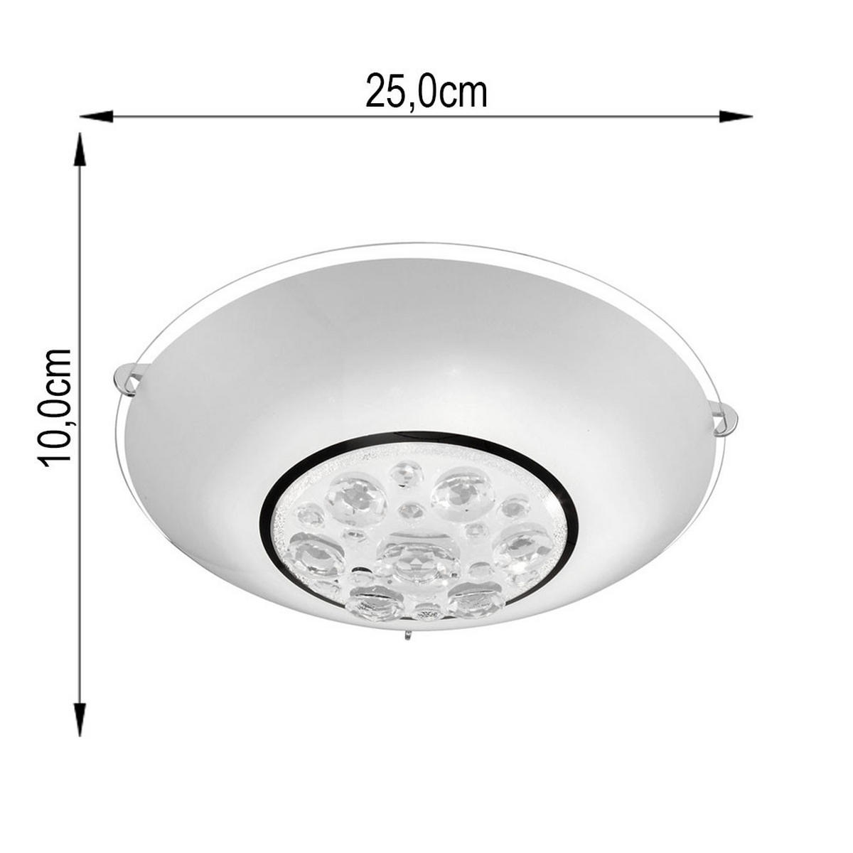 LED DECKENLEUCHTE Metall Kristalloptik Silber - Silberfarben, Glas (25/25/10cm) - Globo Lighting