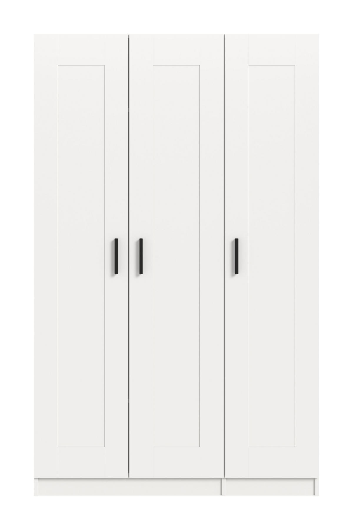 KLEIDERSCHRANK 3-türig VISBY (B/H/T: ca. 120/195/56 cm) in weiß/weiß - Weiß, Holzwerkstoff (120/195/56cm)