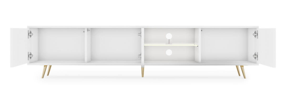 TV-SCHRANK Bello Weiß Gold 175 cm - Weiß, Holzwerkstoff (175/43.5/31.3cm) - Selsey
