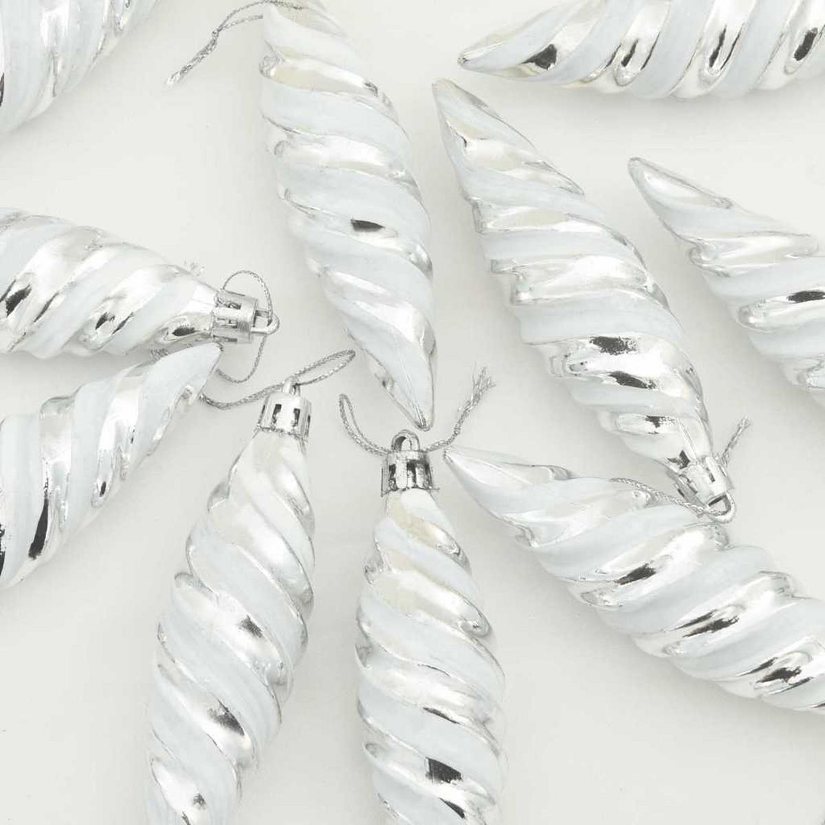 WEIHNACHTSKUGEL Spiralenform 40 -teilig 3/11 cm Silber Kunststoff - Silberfarben, Kunststoff (3/11/3cm) - vidaXL