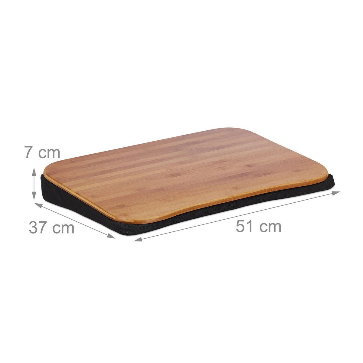 LAPTOPKISSEN Natur Schwarz Bambus abnehmbares Kissen 51x37 cm - Multicolor, Holz/Textil (37/51/7.5cm) - Relaxdays
