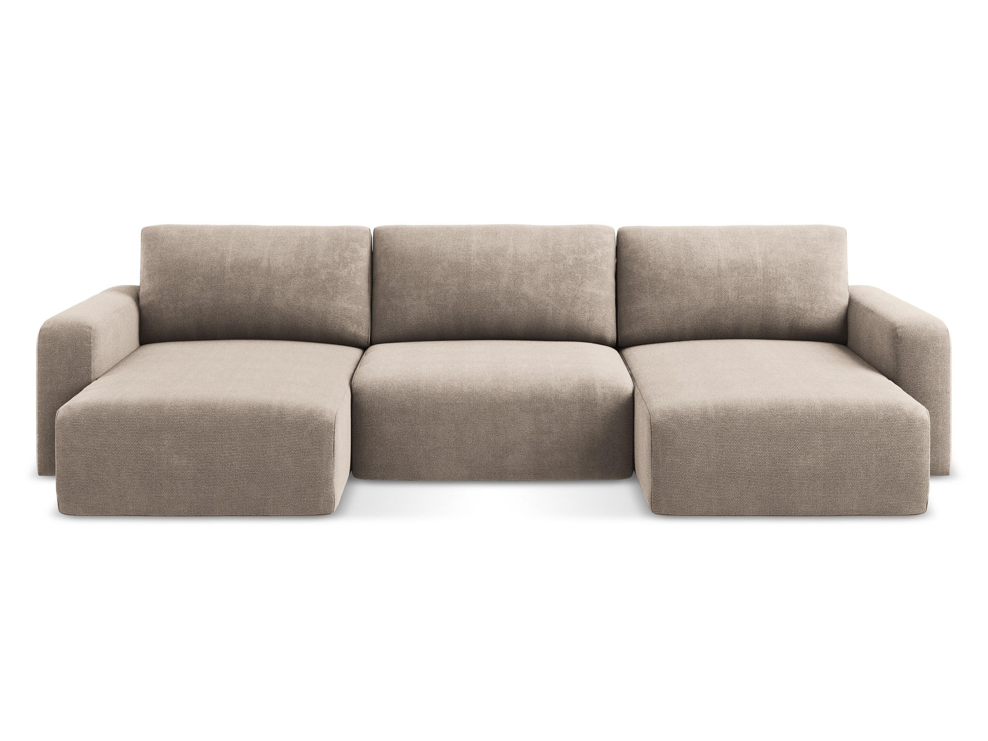 WOHNLANDSCHAFT Chenille Stoff Beige - Beige/Schwarz, Kunststoff/Textil (332/79/149cm) - Makamii