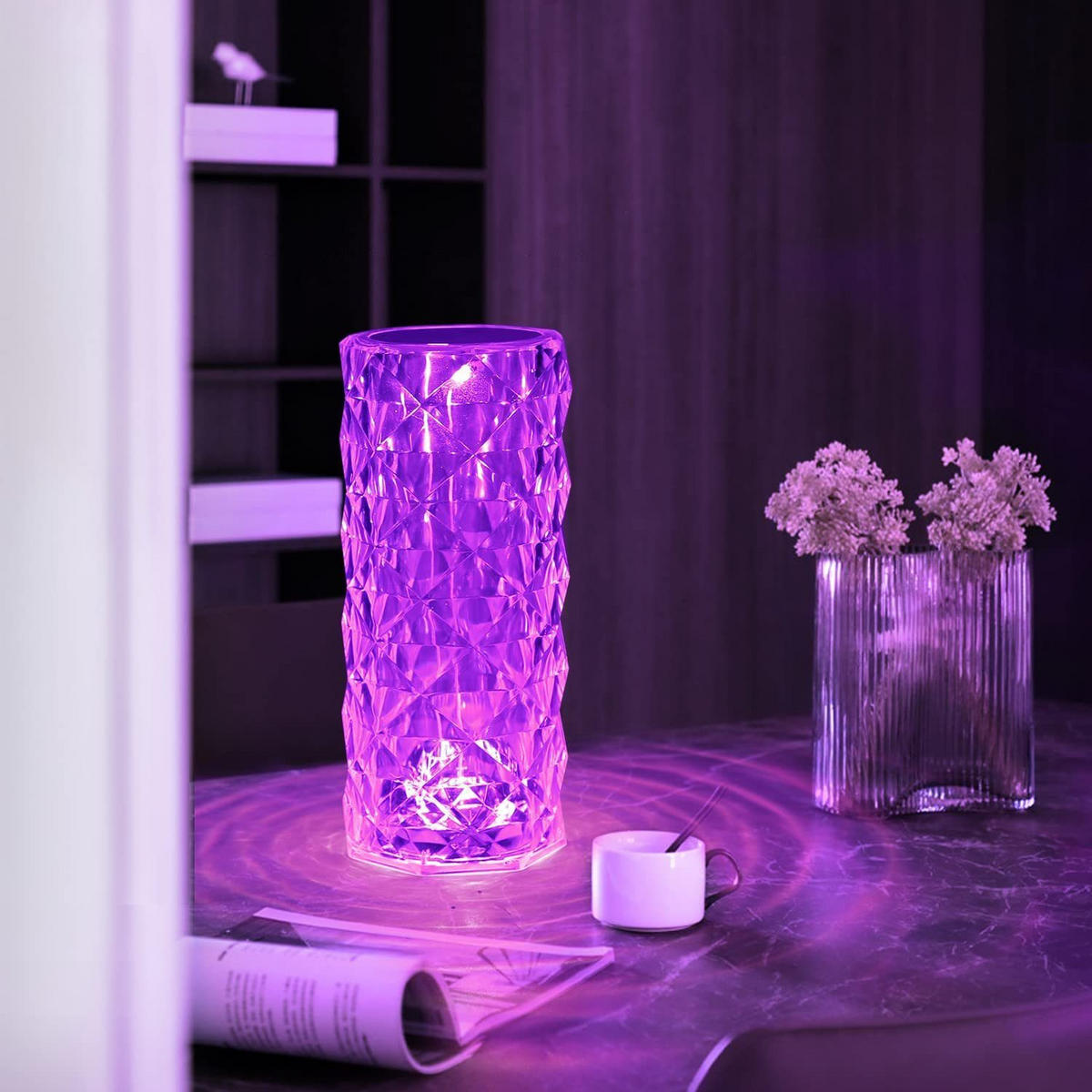 LED-TISCHLEUCHTE Juwel 9/9/21 cm - Transparent, Kunststoff (9/9/21cm) - Nettlife