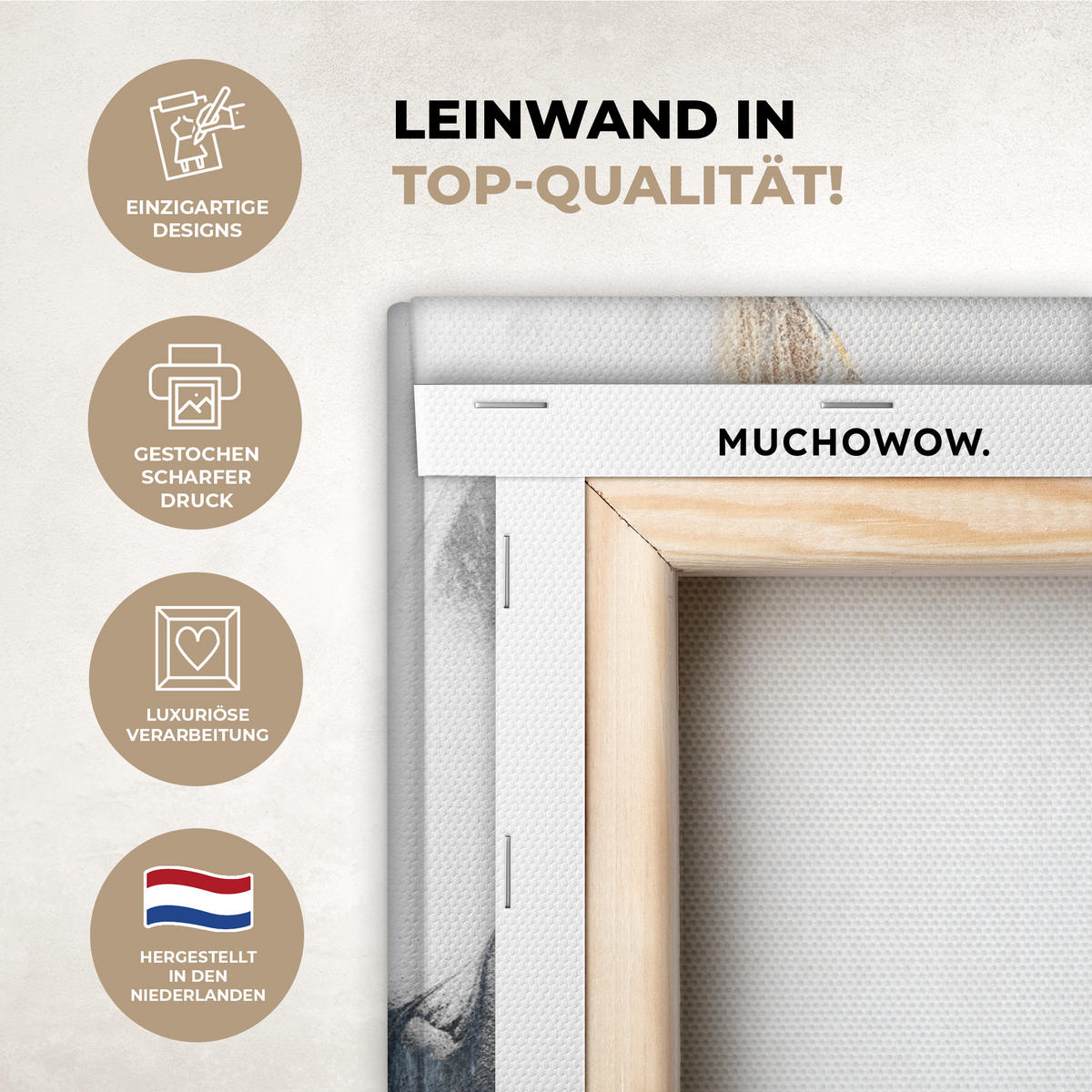 LEINWANDBILD Luxus - Abstrakt - Gold - Weiß Deko Schlafzimmer 30x20 cm - Goldfarben, Textil (30/20cm) - MuchoWow