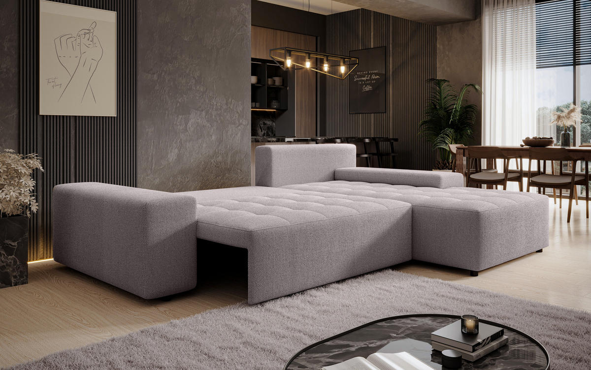 ECKSOFA L Form Alvorada Schwarz 280/184/88 cm – modernes Sofa fürs Wohnzimmer - Schwarz, Kunststoff/Textil (280/184cm) - AX Living