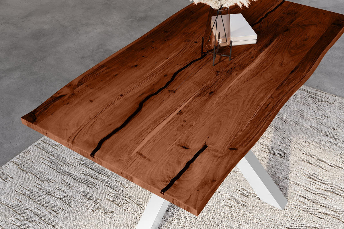 ESSTISCH POLLY - Silberfarben/Braun, Holz (80/140/77cm) - SAM