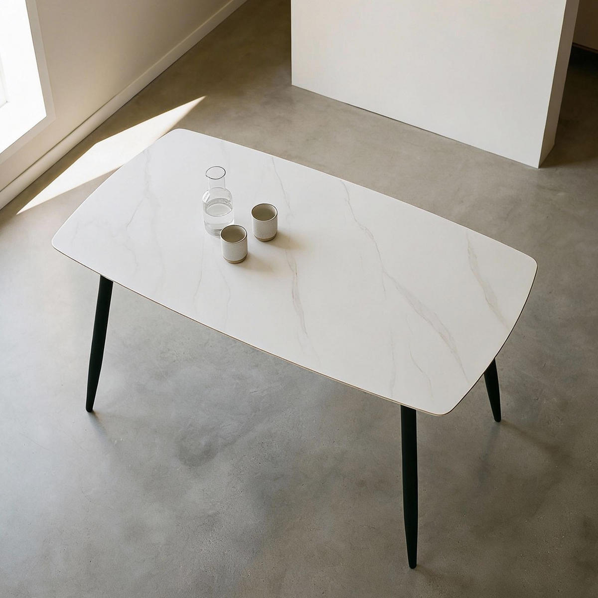 ESSTISCH MORA weiß/schwarz - Schwarz/Weiß, Metall (80/140/76cm) - IDIMEX