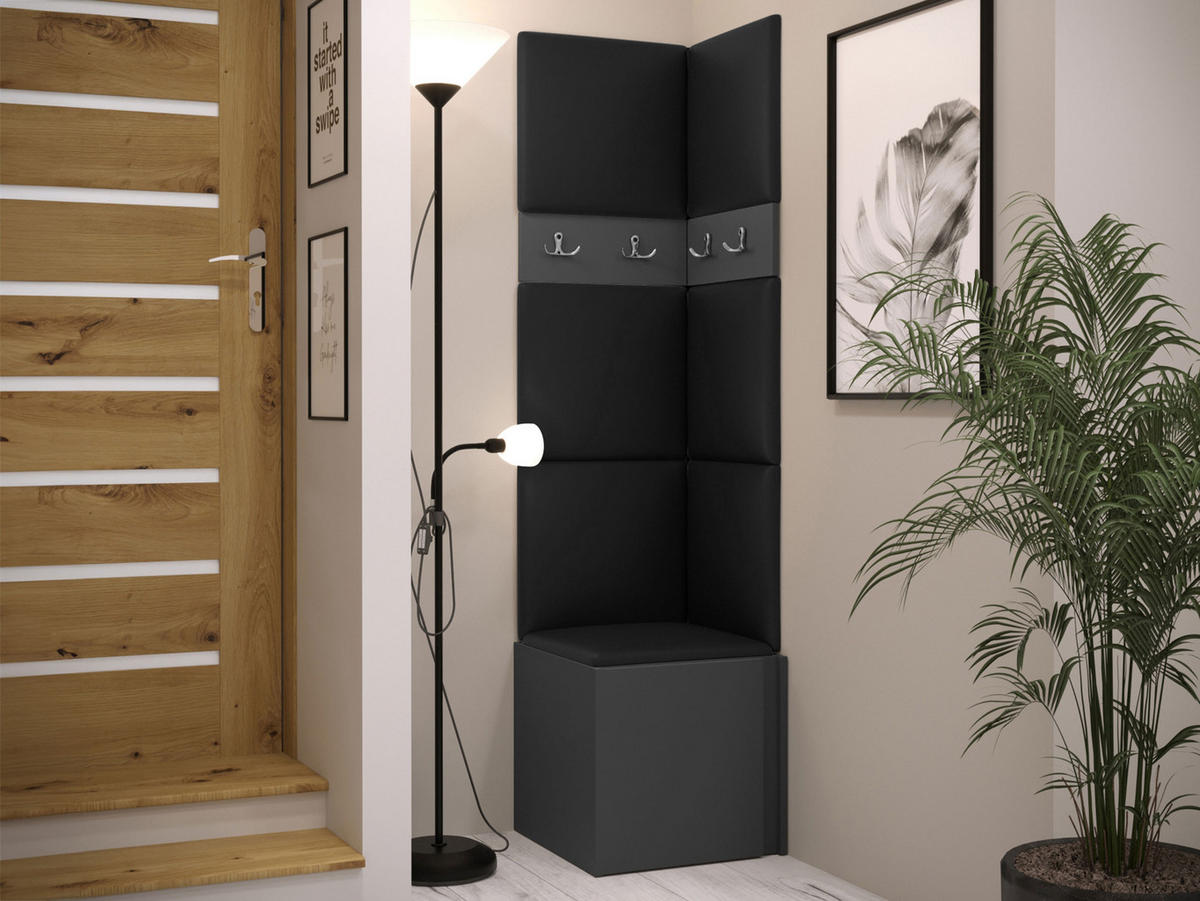 GARDEROBEN-SET Orion XXI - Graphitfarben/Schwarz, Holzwerkstoff/Kunststoff (42/186/46cm) - MIRJAN24