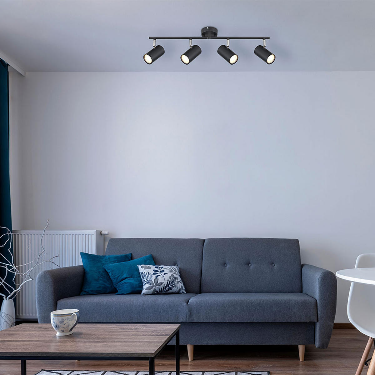 DECKENLEUCHTE Metall Schwarz Matt - Schwarz, Metall (60/8/14.5cm) - Globo Lighting