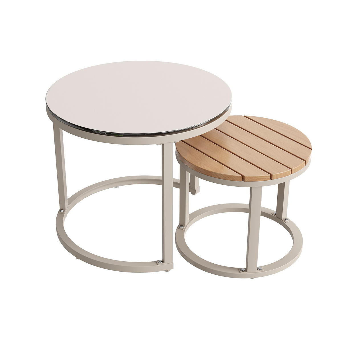 LOUNGESET Modular 5-6 Personen Beige 6-tlg. PE-Rattan - Beige, Metall - FLIEKS