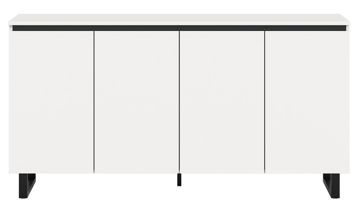 SIDEBOARD weiß mit schwarz, Kommode 160 x 84 cm mit Soft-Close, Gelia - Schwarz/Weiß, Holzwerkstoff/Metall (160/84/36cm) - Inn.Furn