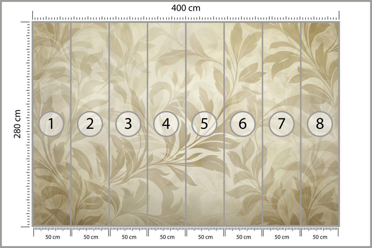 FOTOTAPETE für Schlafzimmer Blätter Pflanzen Natur 400x280 - Beige/Braun, Papier (400/280cm) - Muralo