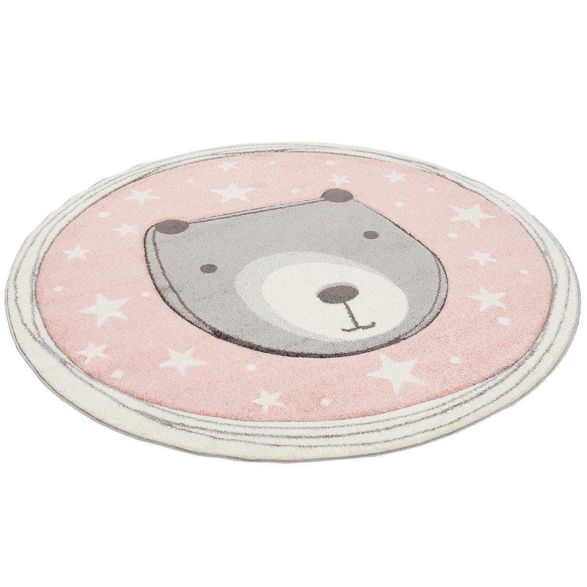 KINDER TEPPICH MAUI KIDS PASTELL ROSA BÄR RUND - Rosa, Textil (200/200cm) - Pergamon