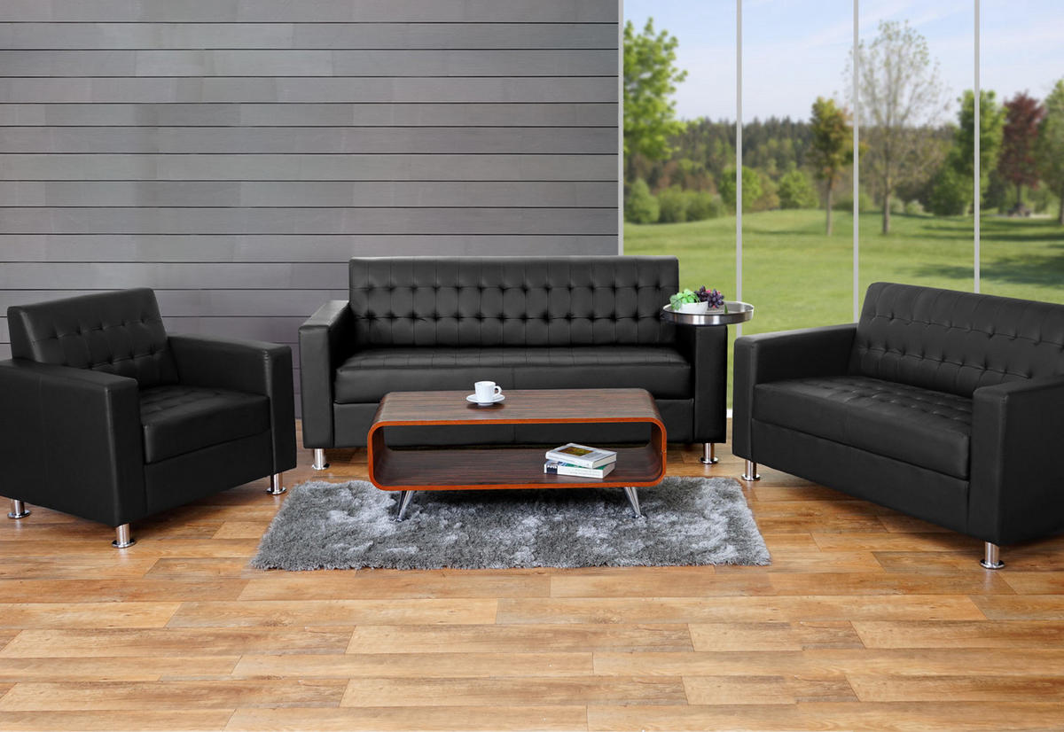 SOFAGARNITUR Schwarz - Schwarz, Textil (89/82/75cm) - MCW