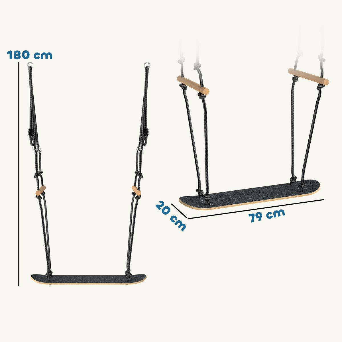 SKATEBOARD-SCHAUKEL Ahorn-Sperrholz Buchenholz Naturholz - Naturfarben, Holz (40/79cm) - AIYAPLAY