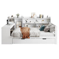BETT 140/200 cm aus Massivholz mit Ausziehbett, Schreibtisch und Stauraum - Weiß, Holz (140/200cm) - Flora Grace